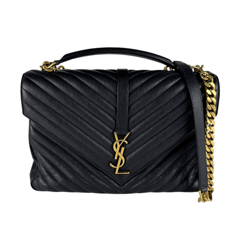 Saint Laurent handbag/shoulder bag, leather, metal, black, gold, women's, z10367